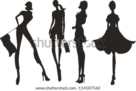 Fashion Model Sketch Silhouette Figure Vector Stock Vector 225106132 ...