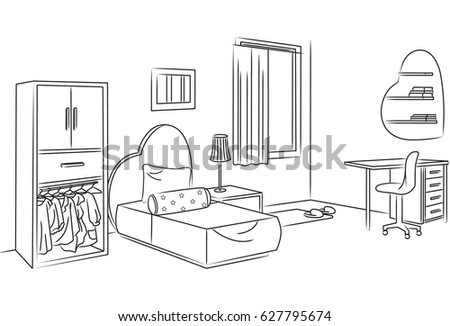 Kids Bedroom Drawing bedroom sketch stock images, royalty-free images & vectors Kids Bedroom Drawing bedroom sketch stock images, royalty-free images & vectors