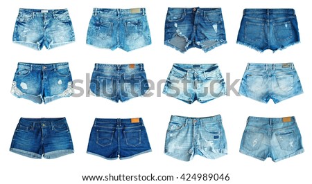 Download Collection Different Jeans Shorts On White Stock Photo ...