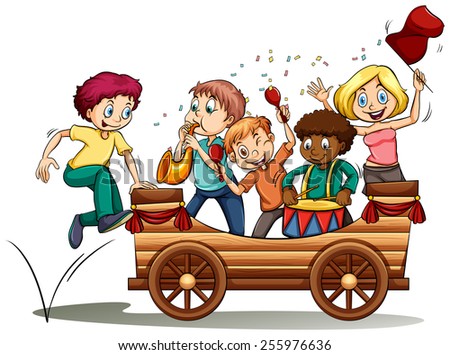 stock-vector-bandwagon-with-kids-on-a-white-background-255976636.jpg