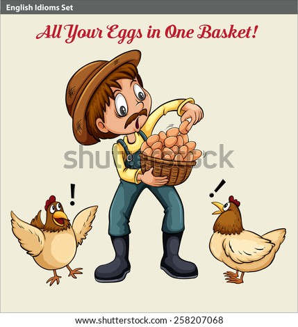 stock-vector-poster-with-an-english-idiom-showing-a-farmer-holding-a-basket-of-eggs-258207068.jpg