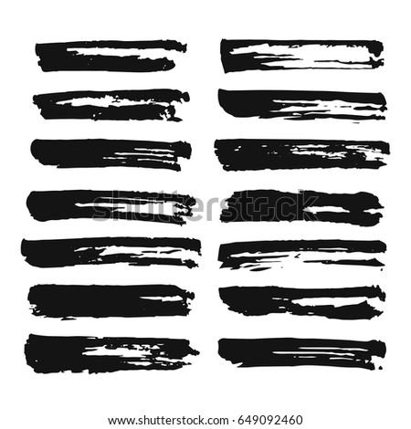 Set Black Paint Ink Brush Strokes Stock Vector 581874139 - Shutterstock