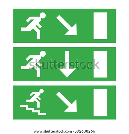 Green Emergency Exit Sign On White Stock Vector 592638266 - Shutterstock
