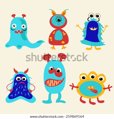 Set Cute Cartoon Monsters Vector Illustration Stock Vector 29679475 ...