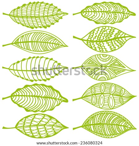 Collection Leaves Vector Set Sketches Stock Vector 114272251 - Shutterstock