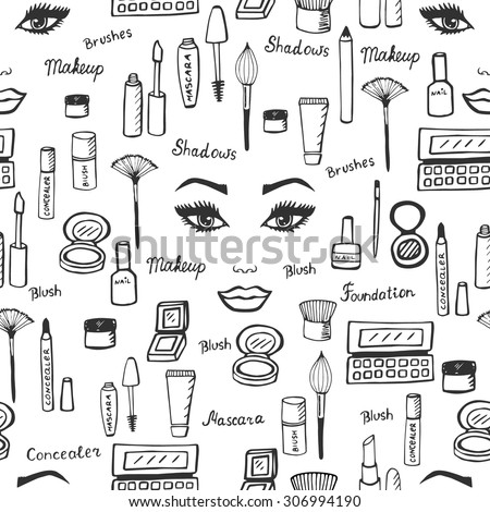 Make Kit Doodle Makeup Set Collection Stock Vector 310052627 - Shutterstock