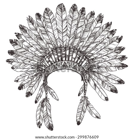 Hand Drawn Native American Indian Headdress Stock Vector 299876609 ...