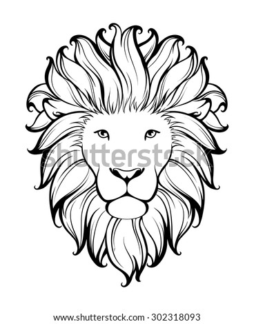 Linear stylized lion black and white graphic vector illustration can be used as design Linear stylized lion black and white graphic vector illustration can be used as design