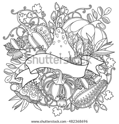 Vector Garden Composotion In Doodle Style Floral Ornate Decorative Tribal Design
