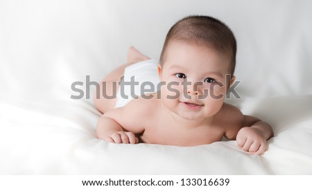 Happy Cute 5 Month Old Asian Stock Photo (Royalty Free ...
