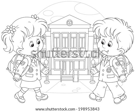 Schoolchildren Going School Stock Vector 198953843 - Shutterstock