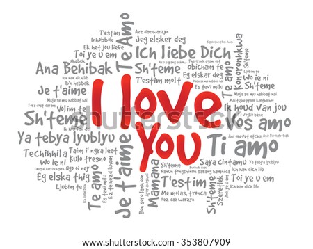 I Love You Word Cloud In Different Languages Concept Background I Love You Word Cloud In Different Languages Concept Background