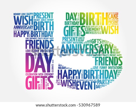 Happy 15th Birthday Word Cloud Collage Stock Vector 530967589 ...