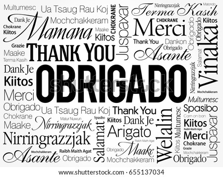 stock vector obrigado thank you in portuguese word cloud background all languages multilingual for education 655137034