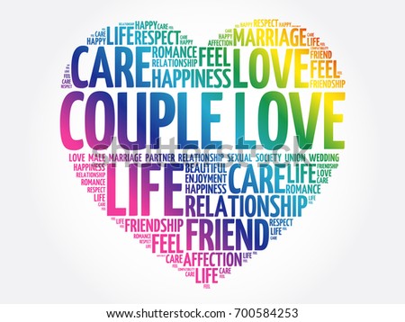 Couple Love Word Cloud Collage Heart Concept Background Couple Love Word Cloud Collage Heart Concept Background