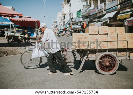 Soc Trang, VIETNAM - November 14, 2016: Local people in Soc Trang on November 14, 2016, Vietnam.