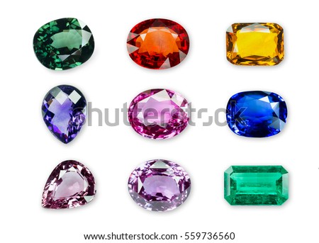 Bright gems isolated on a white background