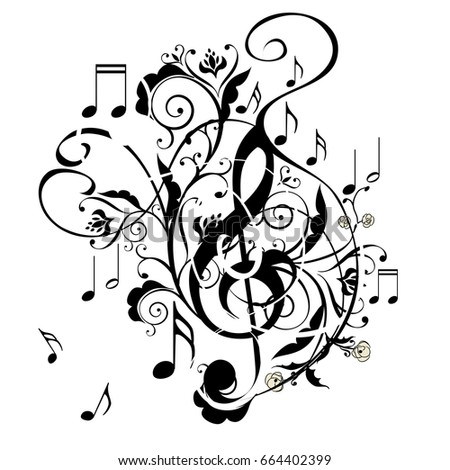 Abstract Musical Background Music Notes Floral Stock Vector 664402399 ...