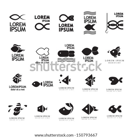 Fish Icons Set - Isolated On White Background - Vector Illustration, Graphic Design Editable For Your Design. Fish Logo