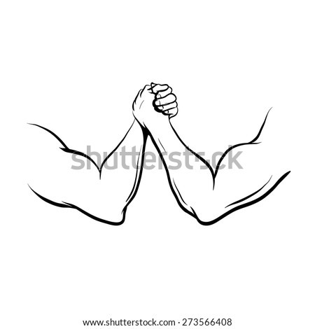 Arm Wrestling fight, vector illustration - stock vector