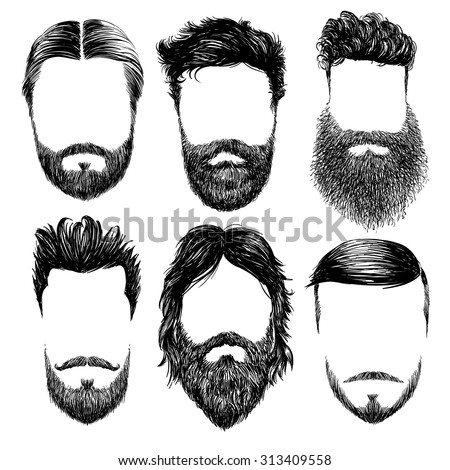 Hipster Hair Beards Fashion Vector Illustration Stock 