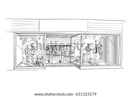 Fashion Store Hand Drawn Sketch Interior Stock Vector 631323179