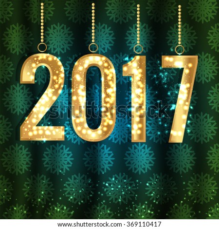 Happy New Year and Merry Christmas 2017 greeting card. Vector EPS 10