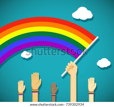 Isolated on white background Gay flag on woman tongue Isolated on white background Gay flag on woman tongue