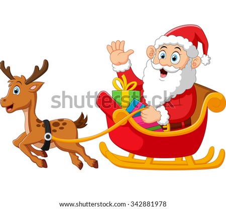 Santa Riding His Sleigh Stock Vector 64131496 - Shutterstock