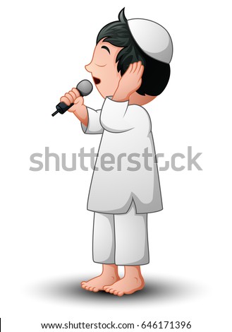 Vector Illustration Muslim Kid Azan Isolated Stock Vector 