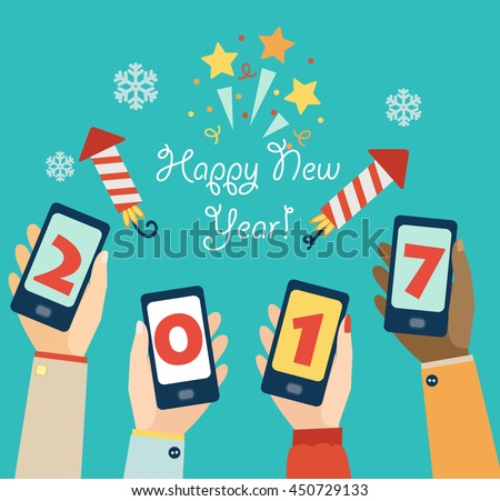 Xmas and New Year holidays design. Flat vector illustration. Concept for mobile apps.