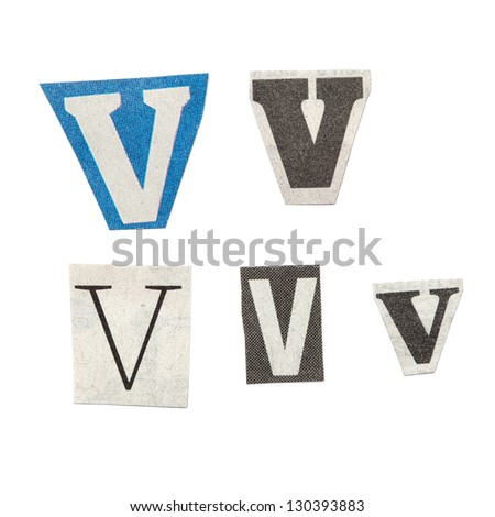 Stock photo set letters cut