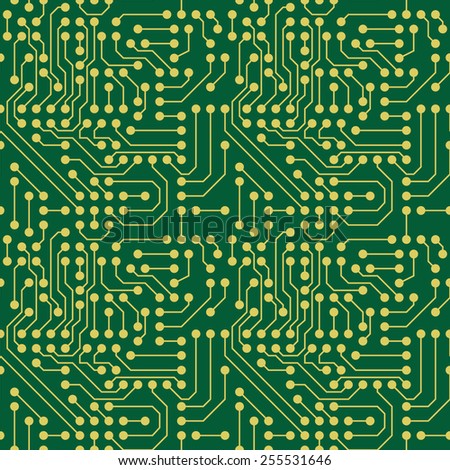 Seamless Green Gold Microchip Pattern Vector Stock Vector 255531646 ...