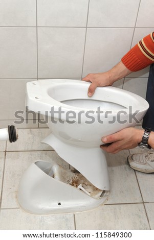 Man Hand Lifting Toilet Seat Stock Photo 50014291 - Shutterstock