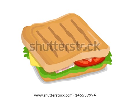 Vector Cartoon Sandwich Ham Vegetables Stock Vector 158078816