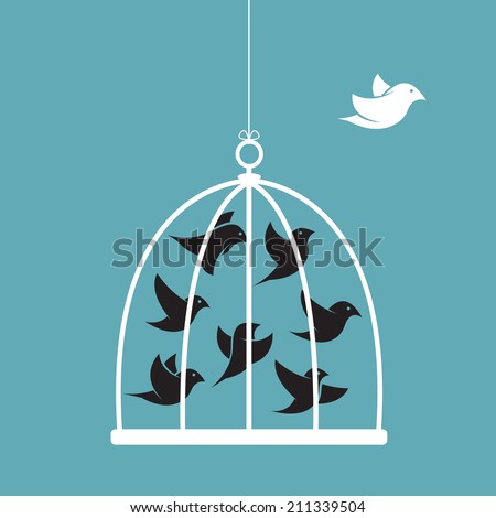 Vector Silhouettes Flock Birds Flying Crows Stock Vector 