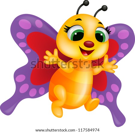 Funny Butterfly Cartoon Stock Vector 117585019 - Shutterstock