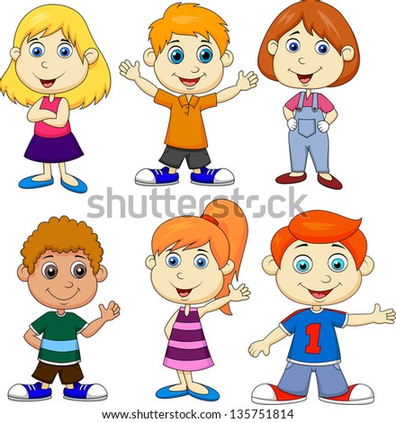 Set Cute Cartoon Kidsvector Illustration Stock Vector 514865755 ...