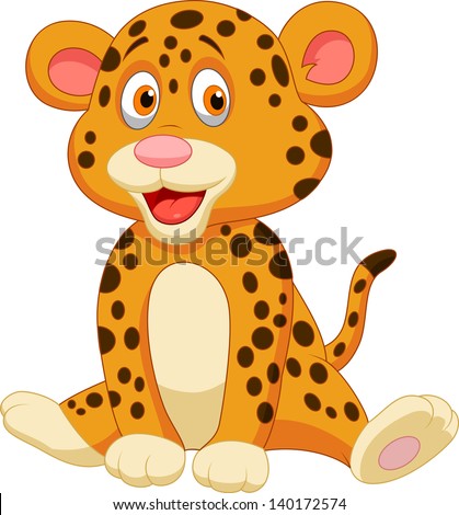 Cute Baby Leopard Cartoon Stock Vector 140172571 - Shutterstock