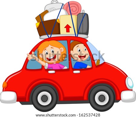 Childs Drawing Happy Family On Car Stock Illustration 71104492 ...