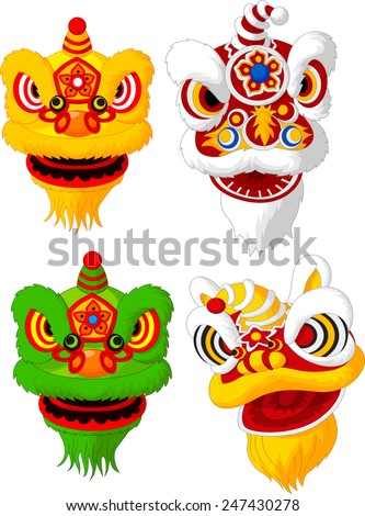 Cartoon Chinese lion head collection