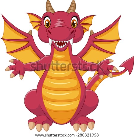 Illustration Cute Cartoon Baby Dragon Pointing Stock Vector 64084735 ...