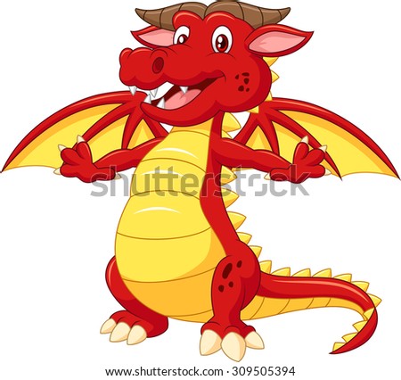 Illustration Cute Cartoon Baby Dragon Pointing Stock Vector 64084735 ...