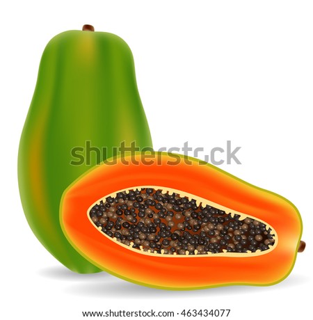 Fresh papaya isolated on white background