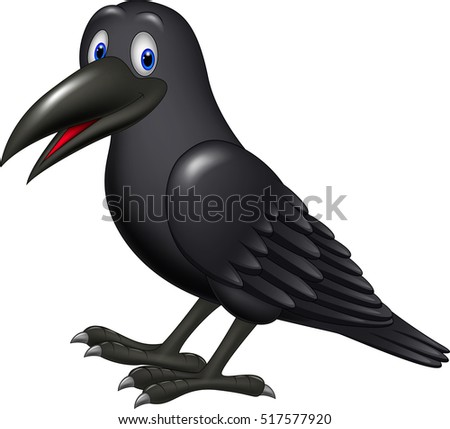 Cartoon Raven Isolated On White Background Stock Vector 517577926 ...