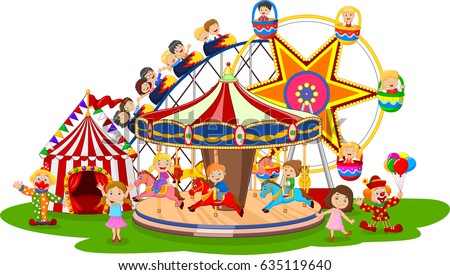 Cartoon Amusement Park Stock Vector (Royalty Free) 635119640 - Shutterstock