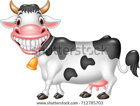 Cartoon happy cow isolated on white background