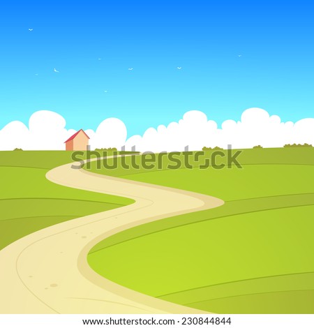 Cartoon Country Road Background Vector Stock Vector 103370651 