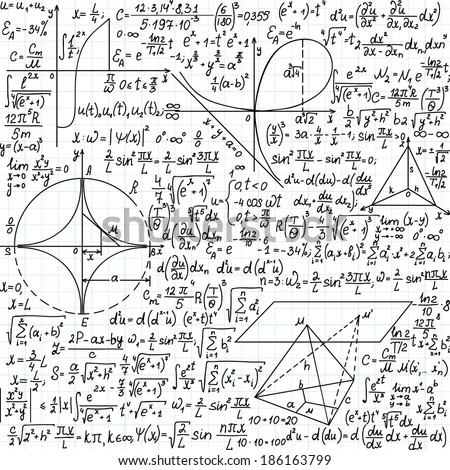 Vector Seamless Pattern Mathematical Formulas Equations Stock Vector ...