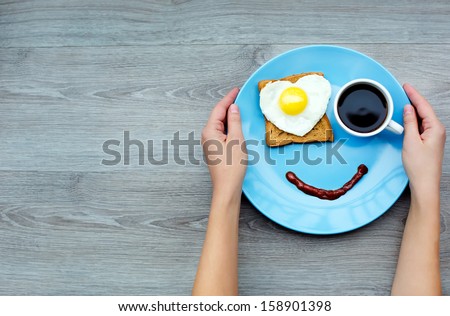 Smile for sweet breakfast with love - stock photo
